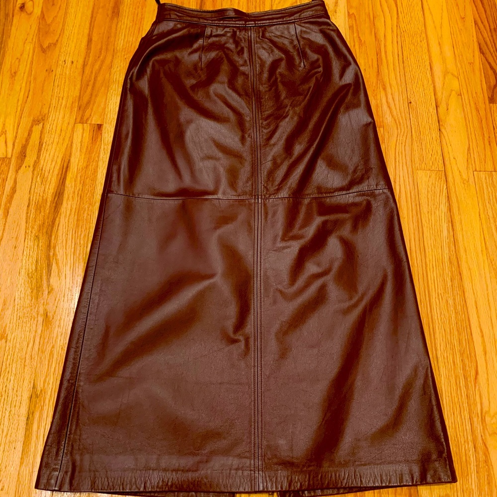 Vintage Cordovan leather skirt. Boot-length.
